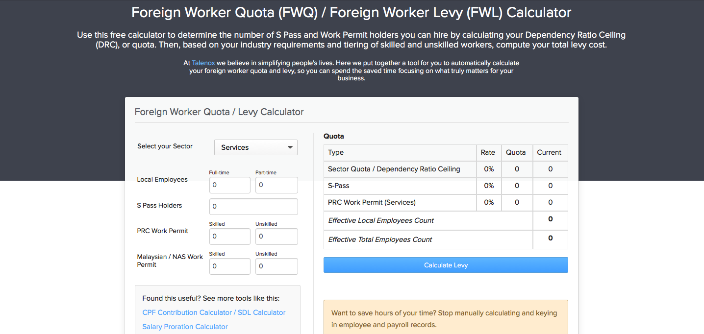 [Free Tool] Singapore Foreign Worker Levy Calculator